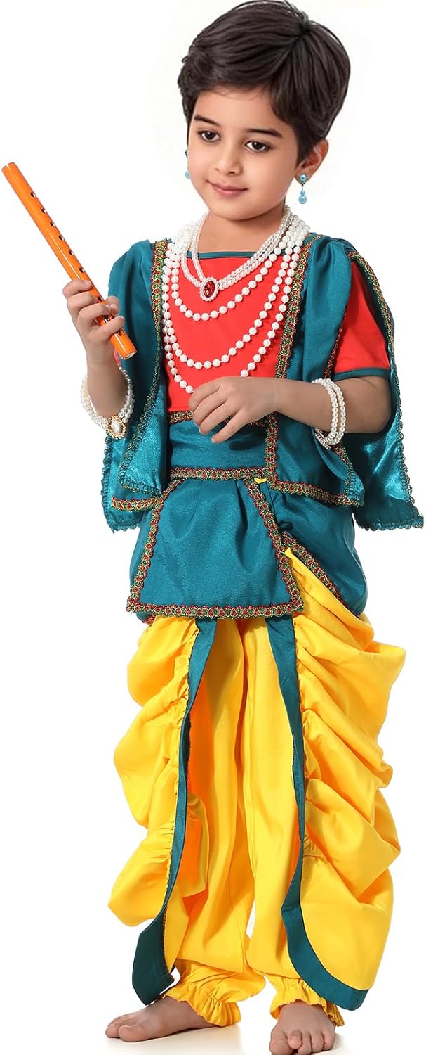 Ezuwail Krishna Costume for Baby Boy with Dhoti and Kurta Set
