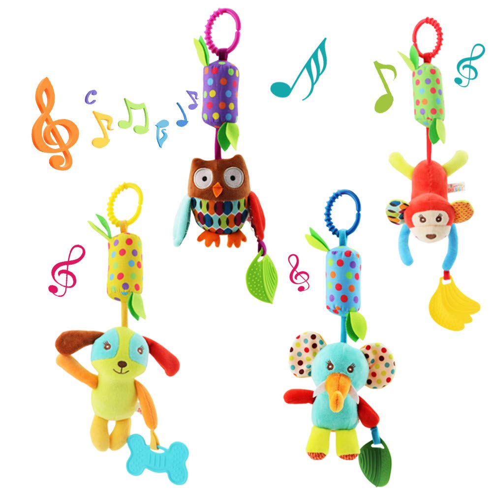 Joyshare 4PCS Baby Hanging Rattle Toy with Crinkle Sound