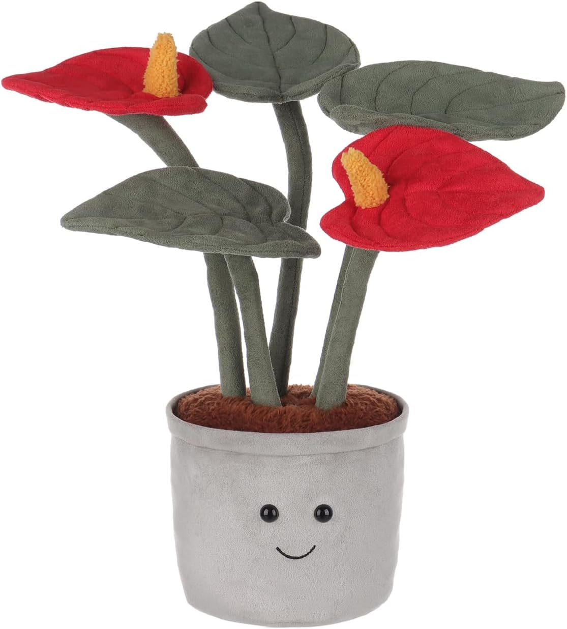 Apricot Lamb Potted Red Anthurium Plush Stuffed Animal for Kids