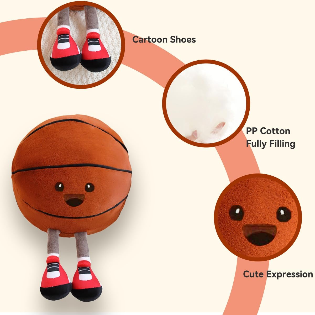 Cute Basketball Plush Pillow Toy for Kids