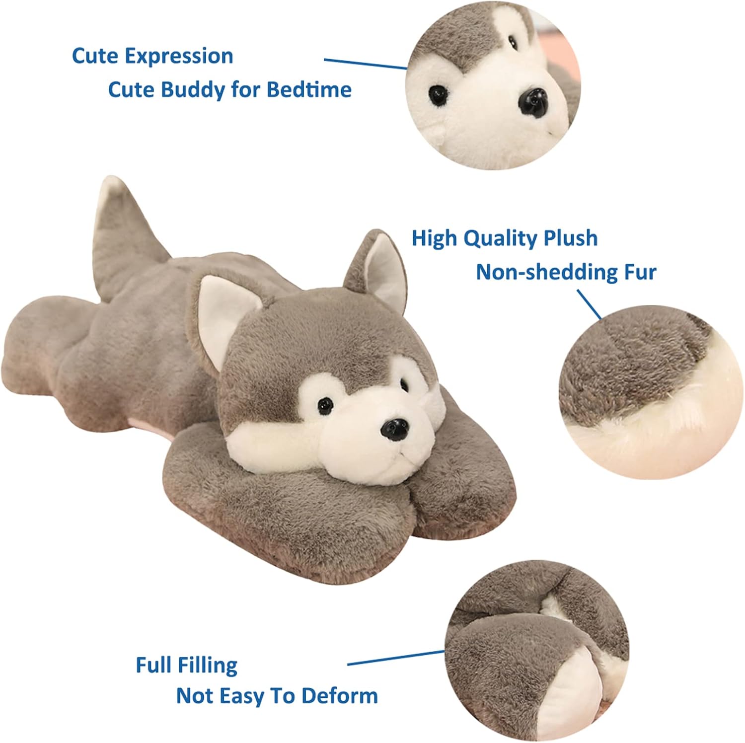 Doireum Weighted Stuffed Husky Plush Toy 118 Inch