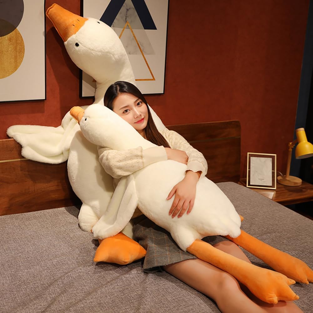 Giant White Goose Plush Pillow - 51 in Soft Furry Hugging Toy 1
