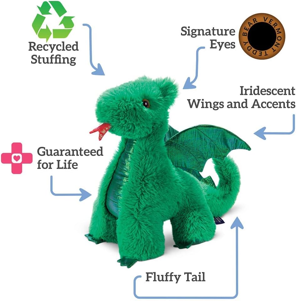 Vermont Teddy Bear Plush Dragon 18 Inch Green