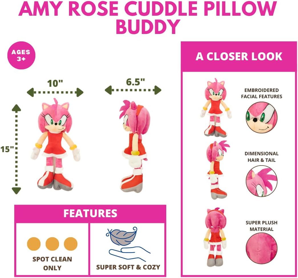 Franco Sonic Amy Rose Plush Pillow Buddy