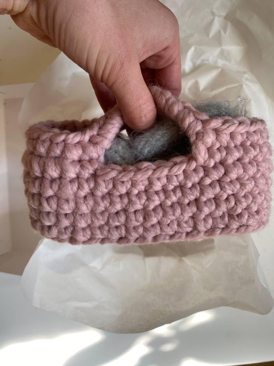 Fluffy Sleeping Kitten Grey Toy Newborn Cat Crib Toy