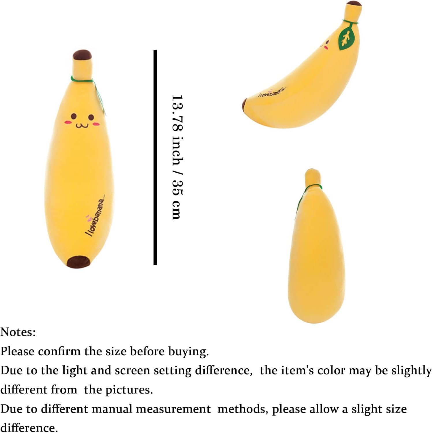 Banana Plush Pillow Stuffed Plushie for Kids 137 Inch