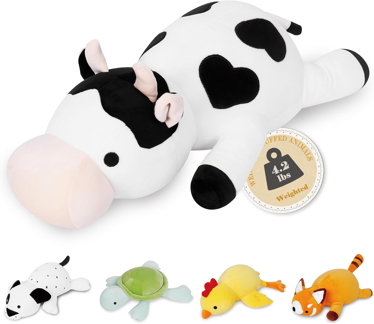 IdeaMeme Weighted Plush Cow 24 42 lbs Stuffed Animal Pillow