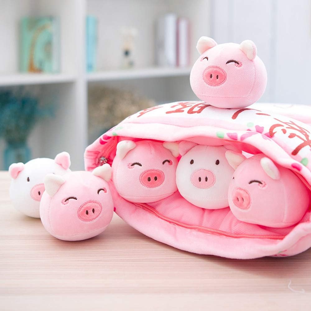 REFAHB Cute Throw Pillow with Fluffy Stuffed Pigs