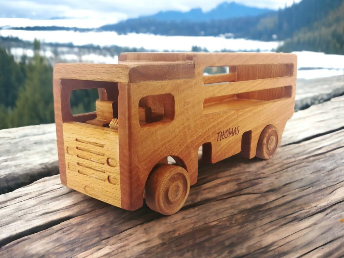 Personalized Wooden Truck Toy for 1-3 Year Old Boys