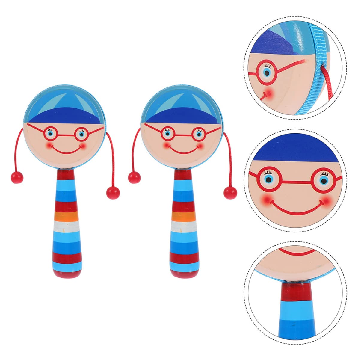 DECHOUS Hand Wooden Rattle Toy 2pcs Baby Development
