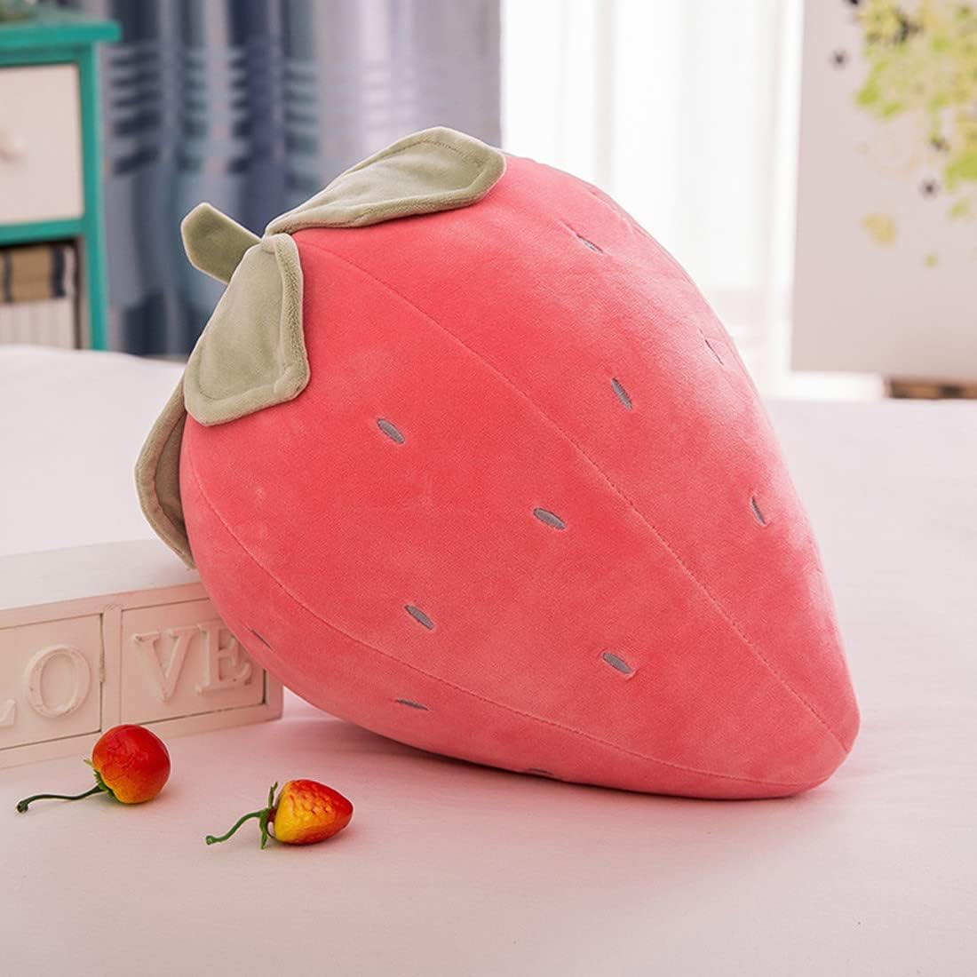 PUXU Cute Strawberry Plush Pillow for Kids