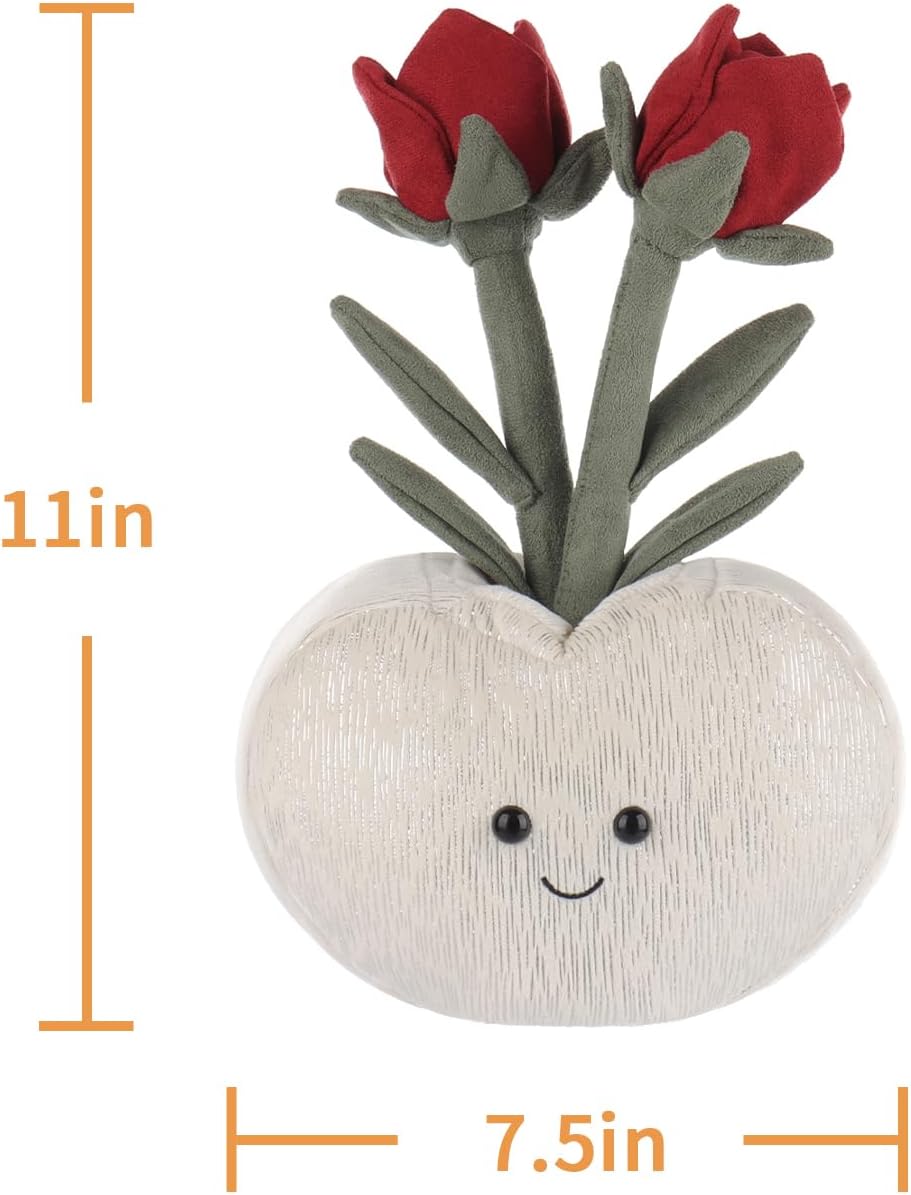 Apricot Lamb Love Shaped Rose Vase Plush Toy