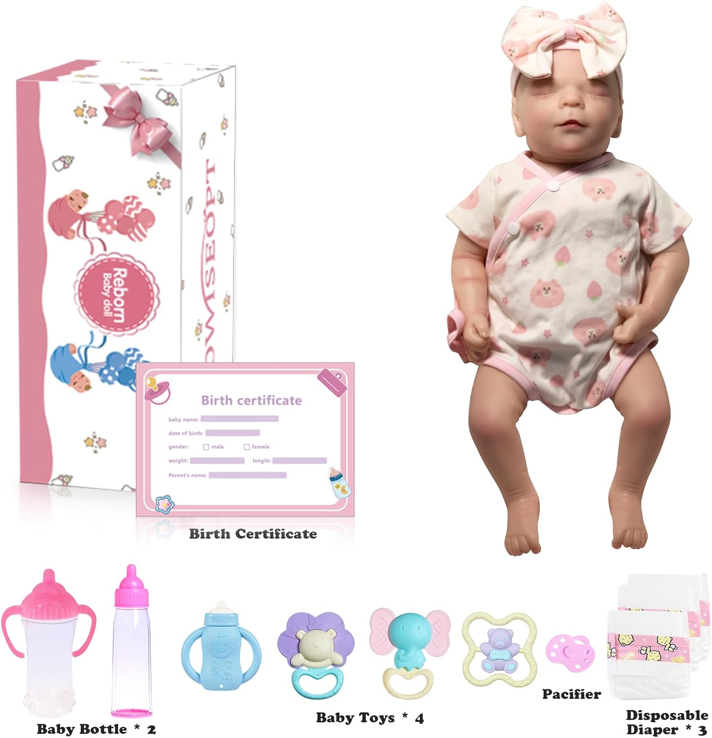 Lifelike Reborn Baby Doll with Soft Body and Accessories