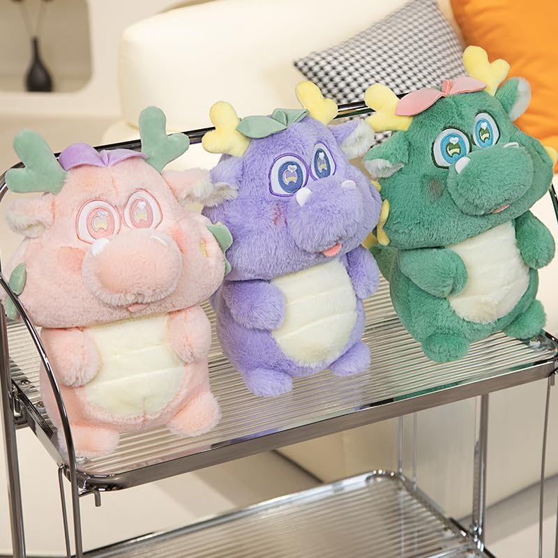 10 Inch Chinese Dragon Plush Pillow Toy for Kids and Lovers Purple