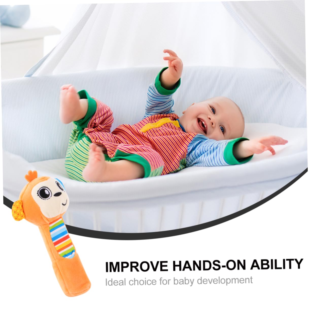 SUPVOX Plush Rattle Monkey Toy for Newborn Baby