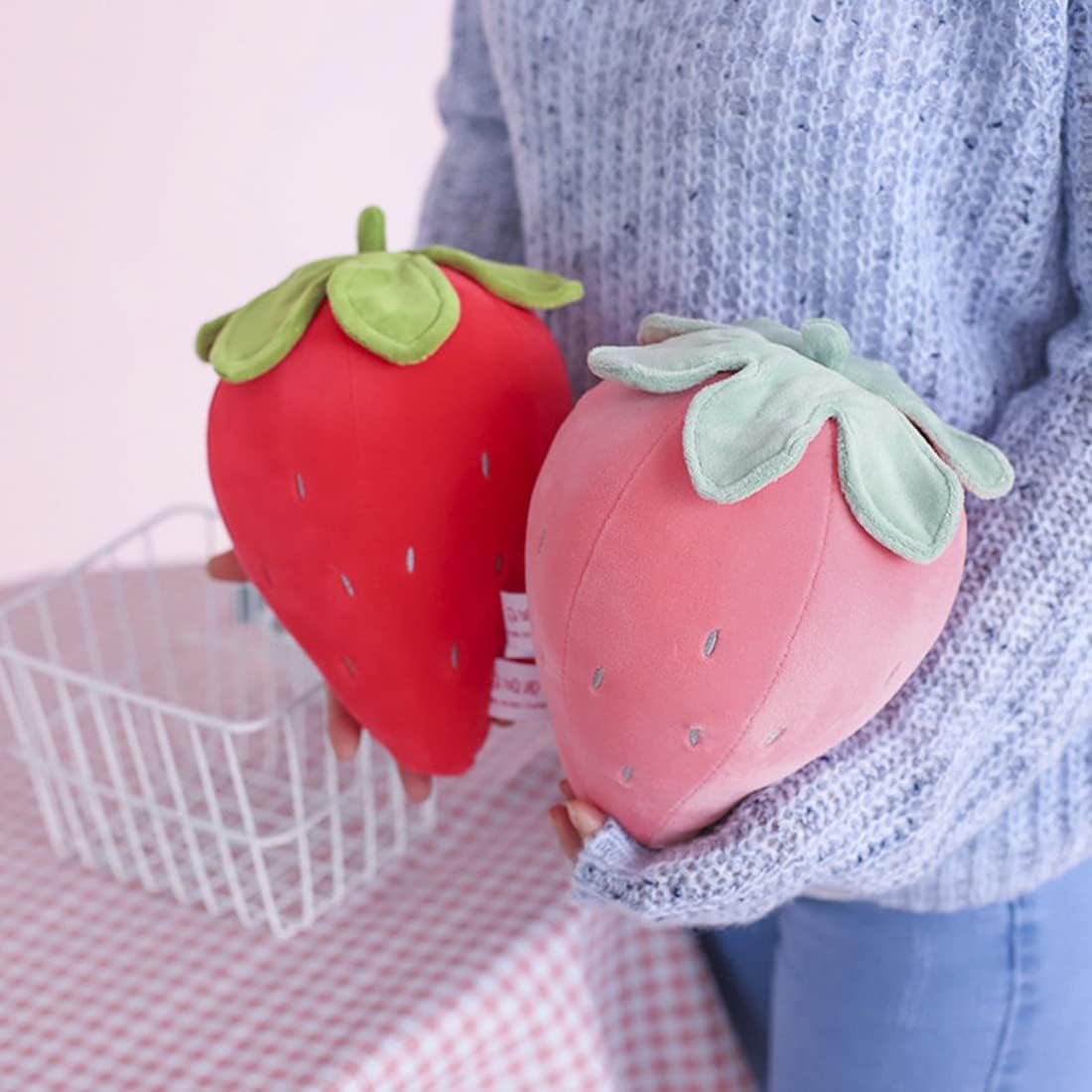 Cute Fruit Strawberry Plush Pillow for Kids - Soft Red 78 Inches