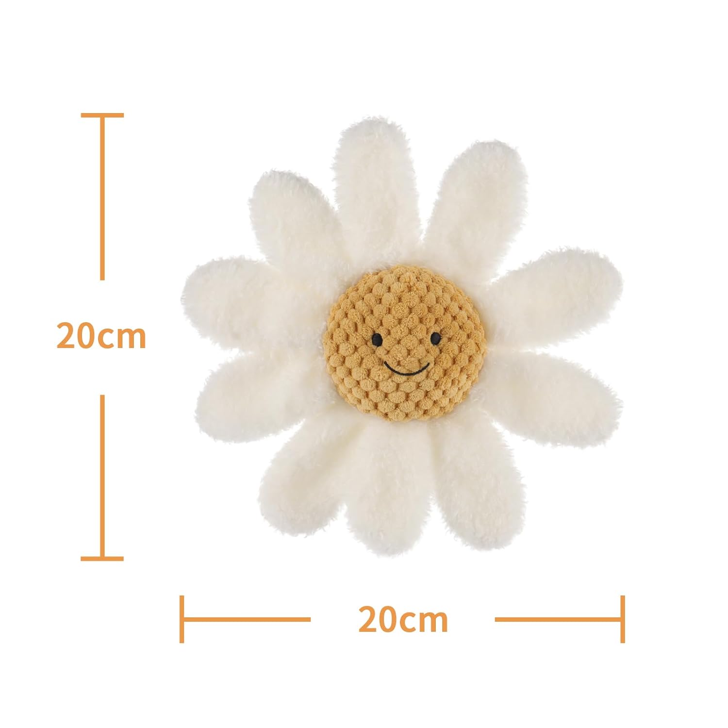 Apricot Lamb Soft Rattle Toy with White Daisy Design