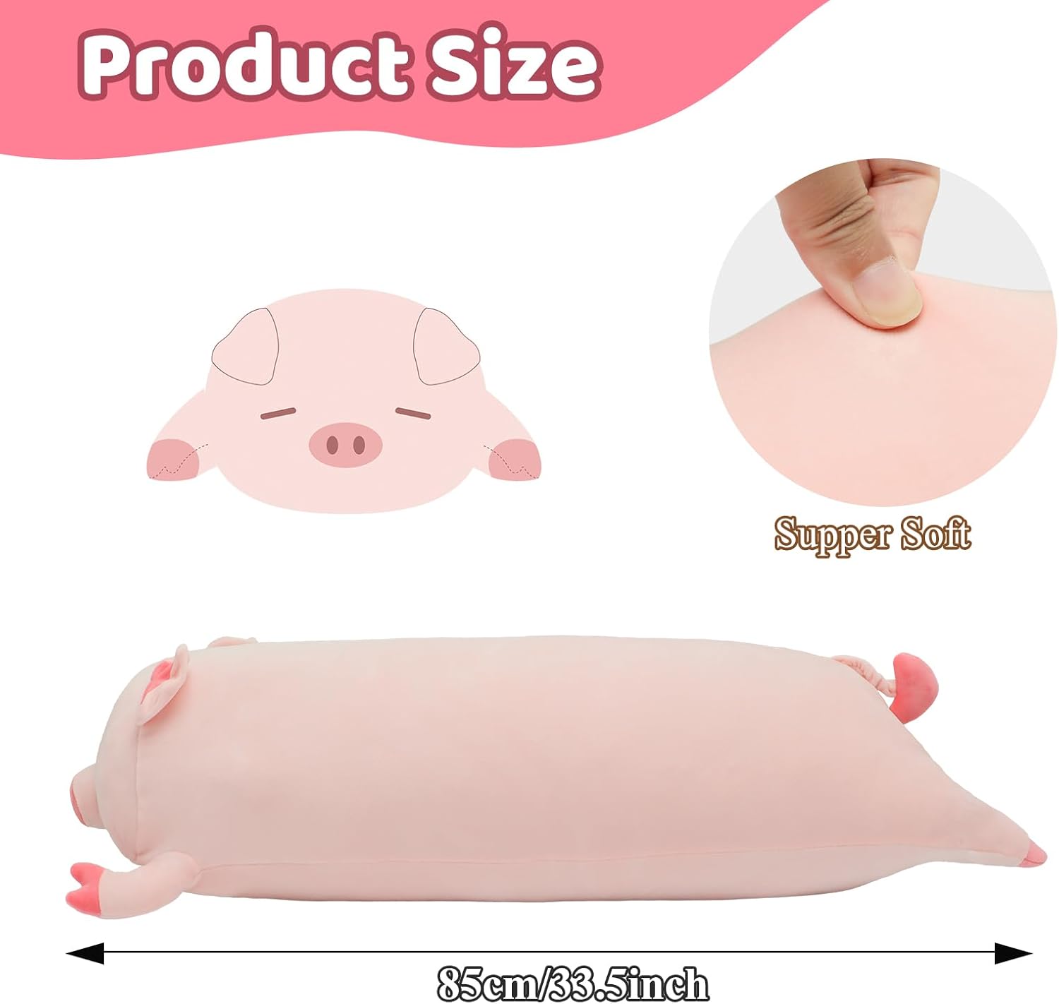 Giant Pink Pig Plush Pillow 335inch for Kids
