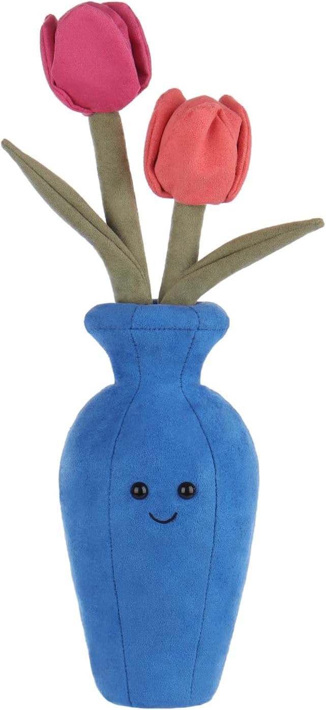 Apricot Lamb Potted Flower Plush Tulips 15 Inches