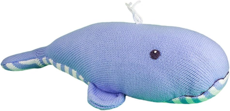 ZUBELS Baby Wally The Whale Rattle 7-Inch Hand-Knit Plush Toy