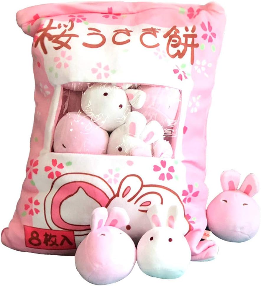 REFAHB Cute Plush Pillow Throw with 8 Stuffed Bunnies