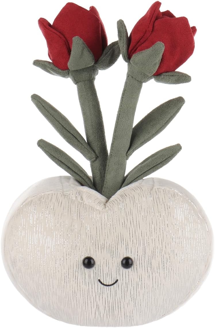 Apricot Lamb Love Shaped Rose Vase Plush Toy