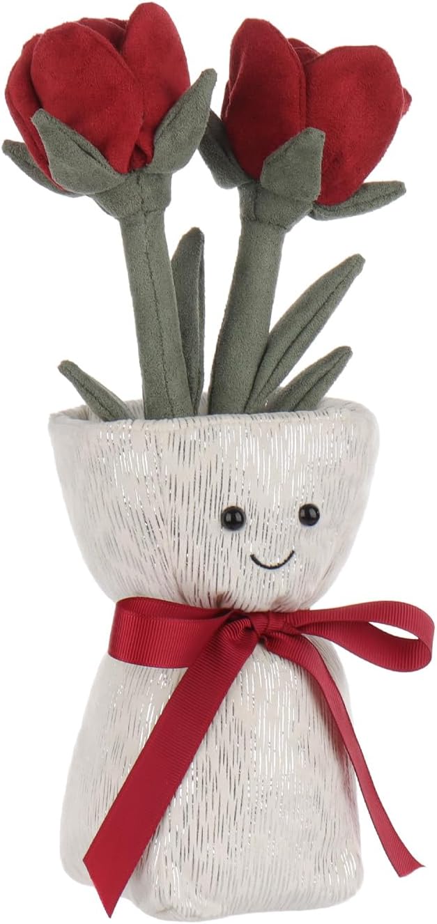 Apricot Lamb Fluffy Rose Vase Plush Toy for Kids