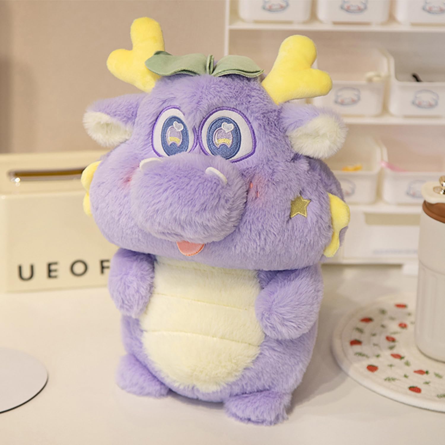 10 Inch Chinese Dragon Plush Pillow Toy for Kids and Lovers Purple