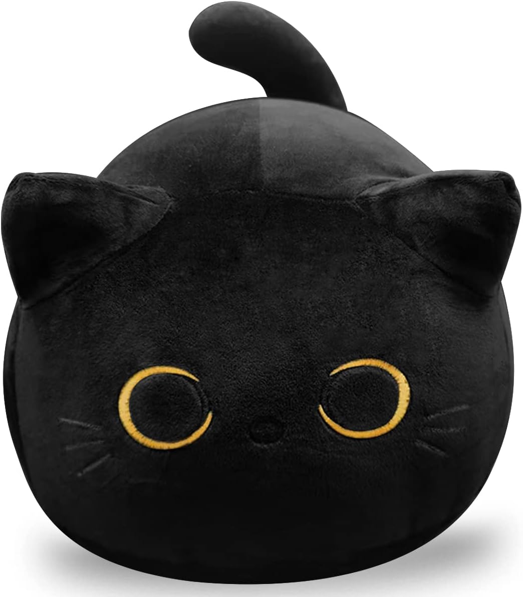 Soft Black Cat Plush Pillow - Kids Toy for Boys Girls