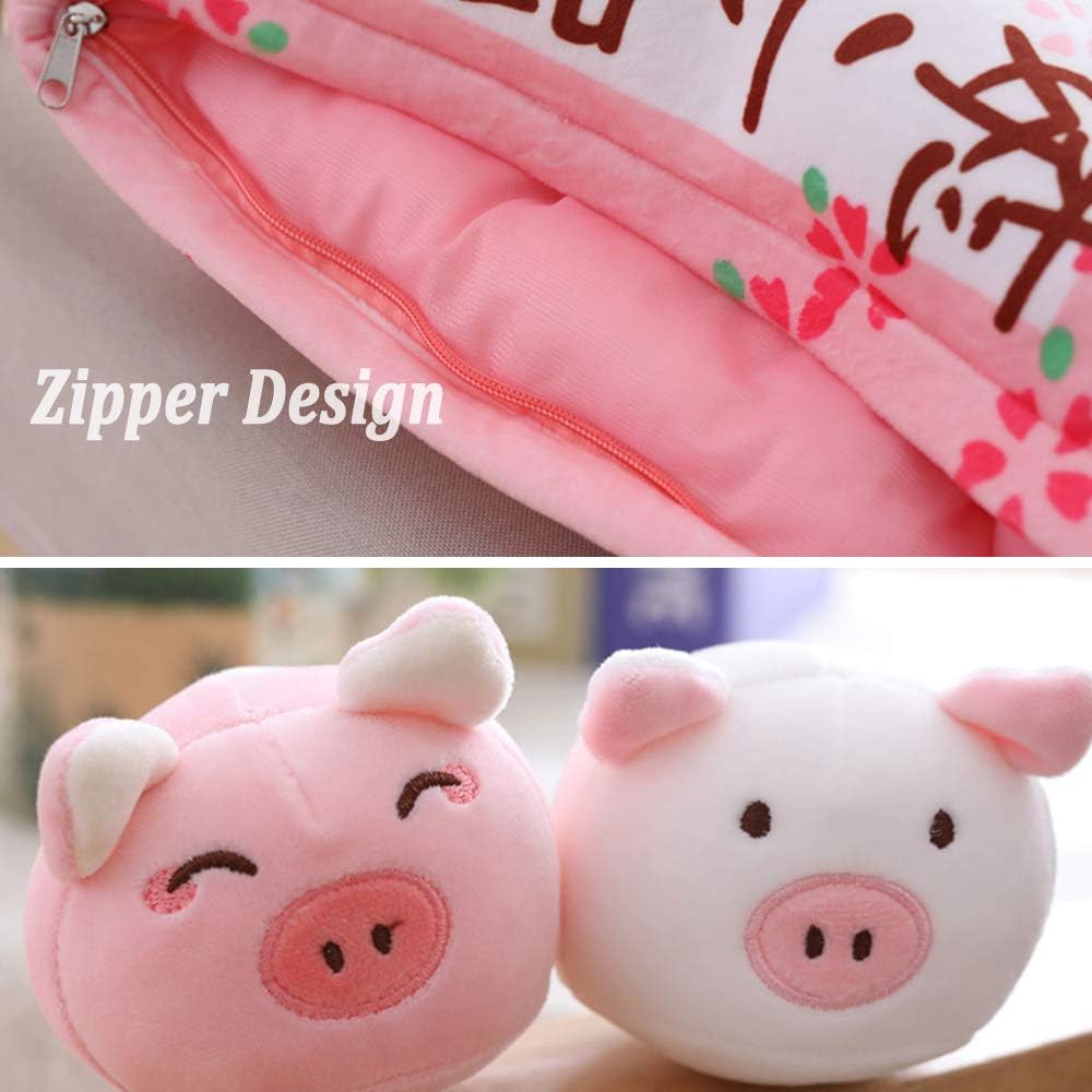 REFAHB Cute Throw Pillow with Fluffy Stuffed Pigs