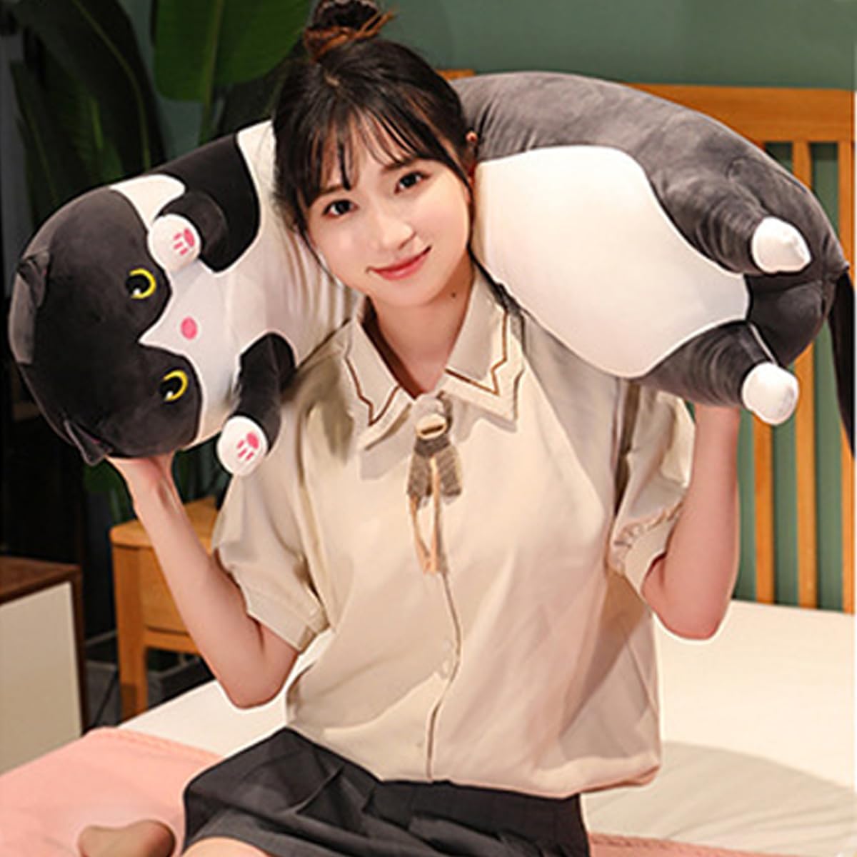 Werdast Black Cat Plush Pillow 18 Inches