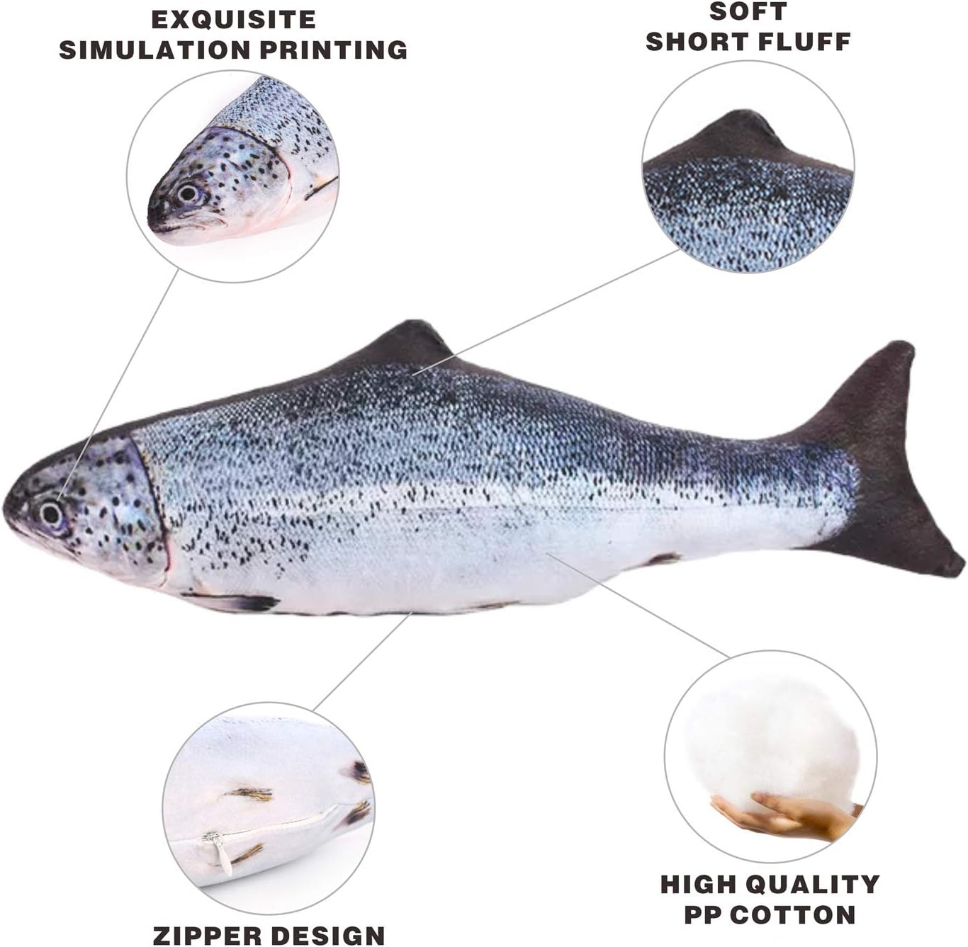 Tee-Mo Simulation Fish Plush Pillow 157 in Salmon