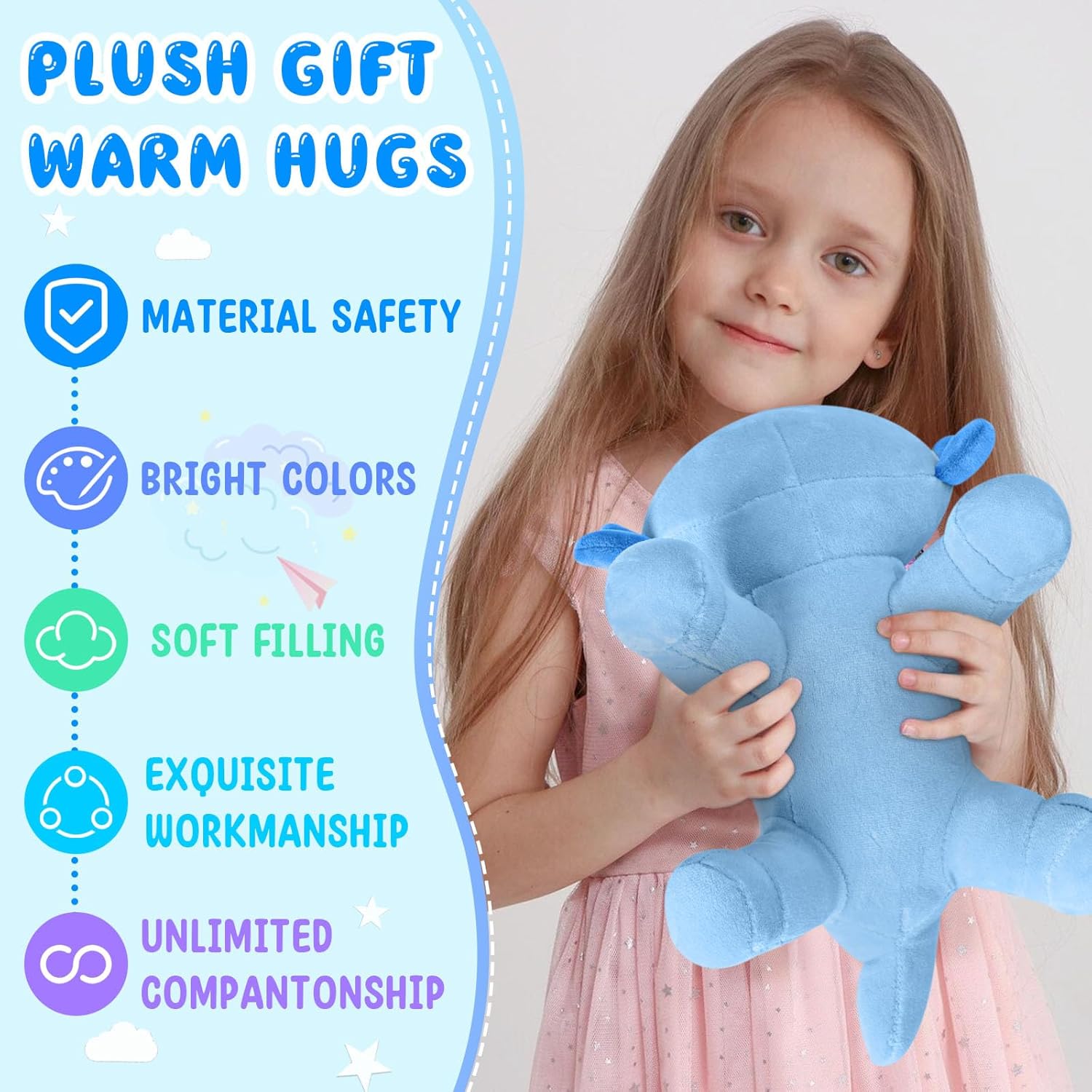 Soft Axolotl Plush Toy Blue 108 Inches