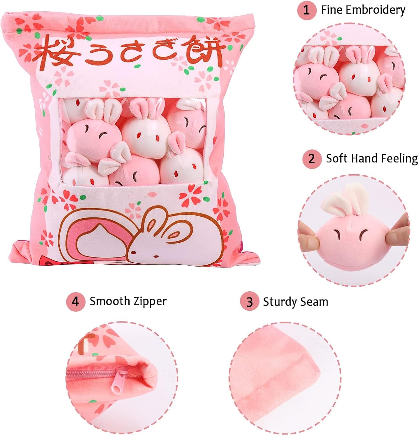JILPAK Cute Bunny Plush Pillow with 8 Dolls