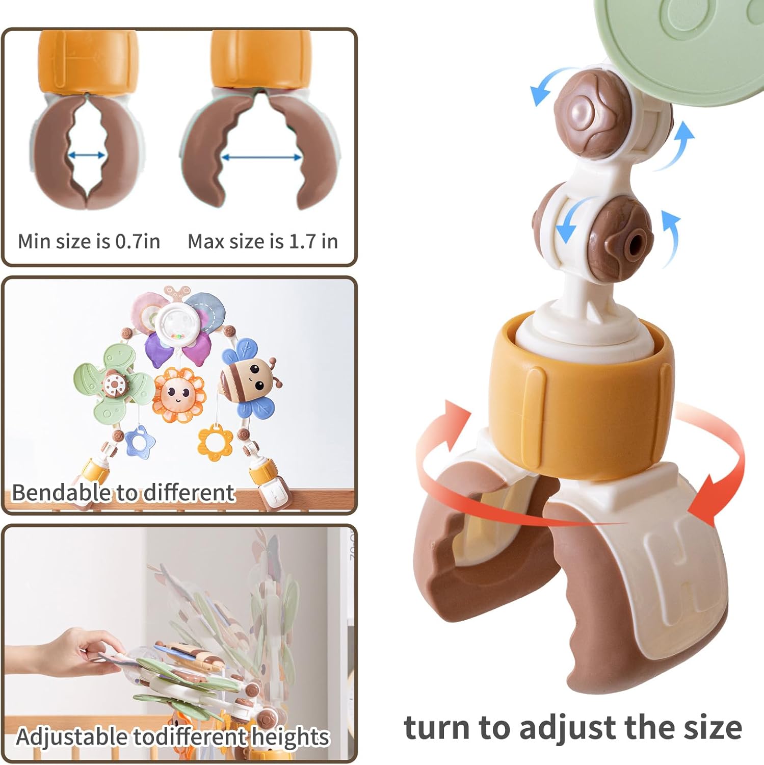 Adjustable Baby Stroller Arch with Sound and Light Toys