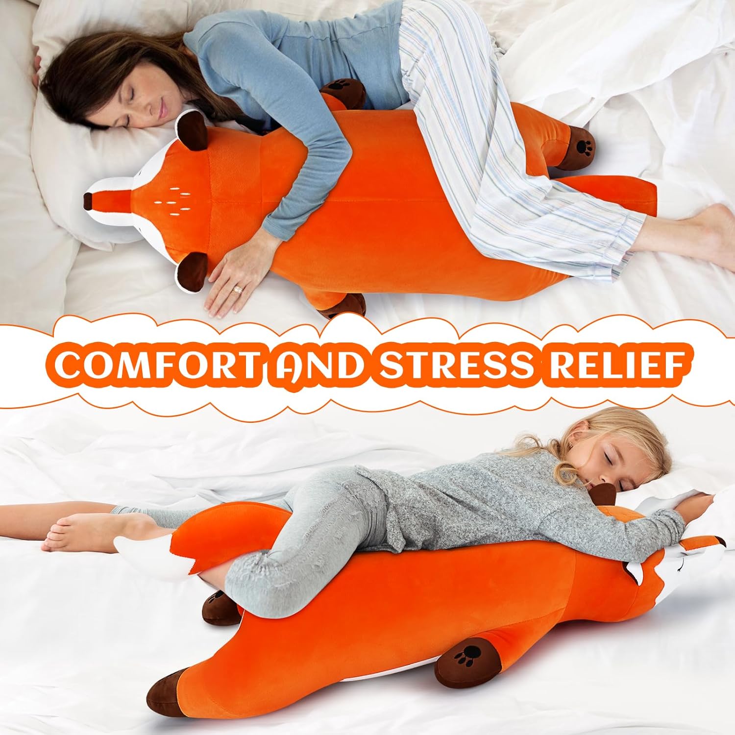 Cute Giant Orange Foxy Plush Pillow