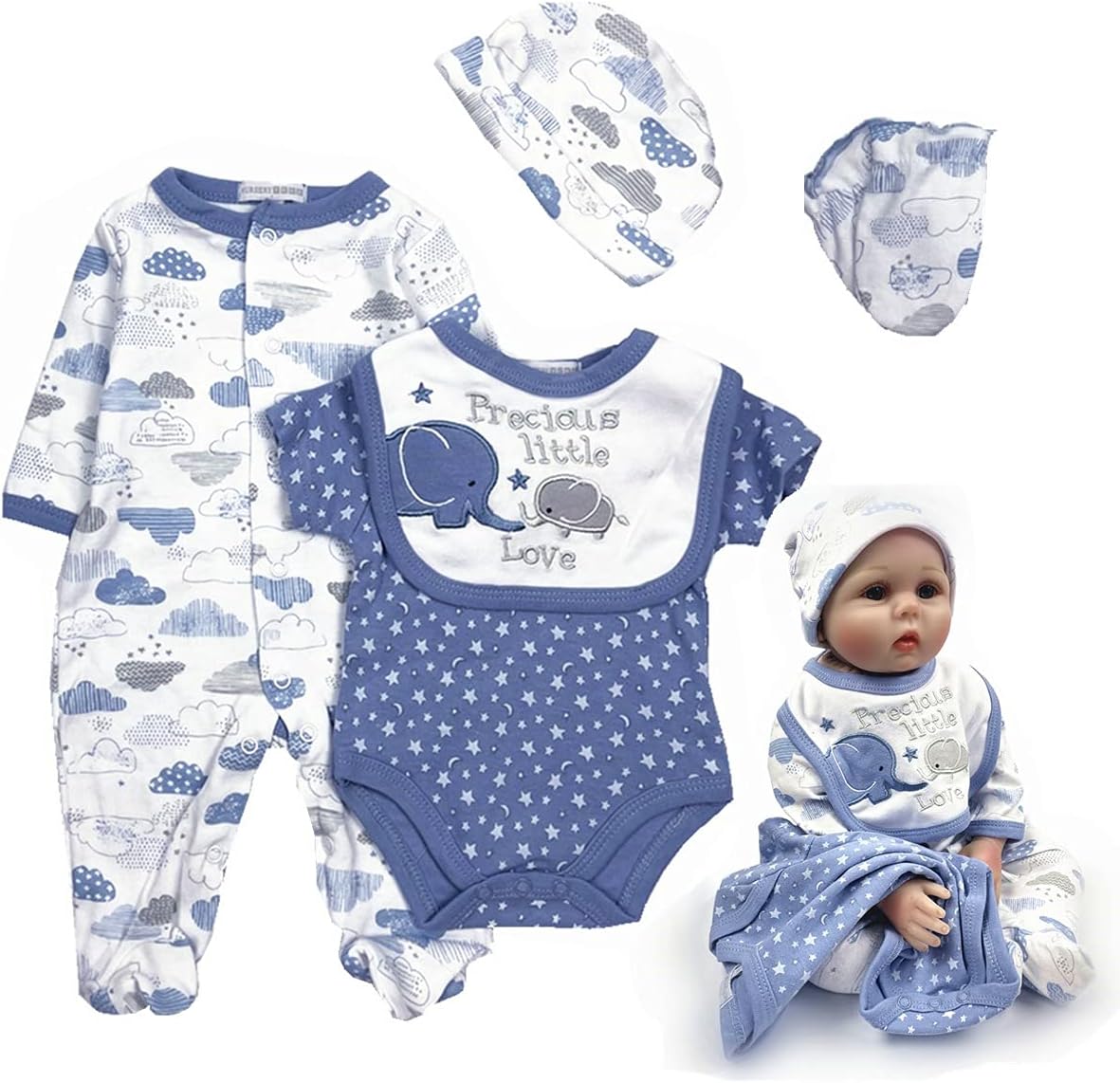 Pedolltree Reborn Baby Boy Dinosaur Outfit 5pcs Set
