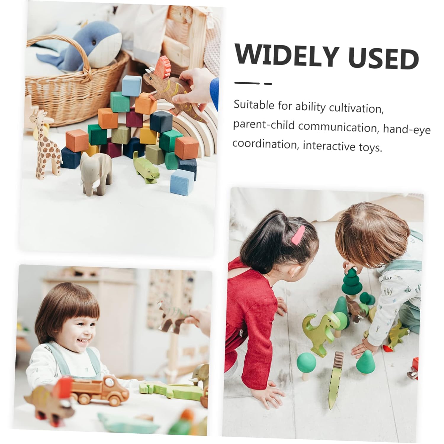 Toddmomy 2pcs Cartoon Design Wooden Rattle