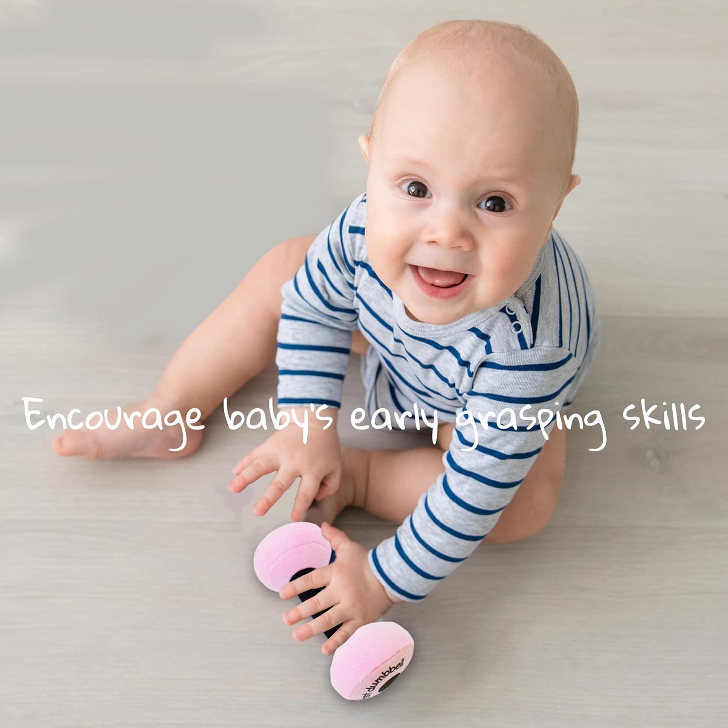 June Garden 6 Plush Baby Dumbbell Rattle Toy - Pink 1
