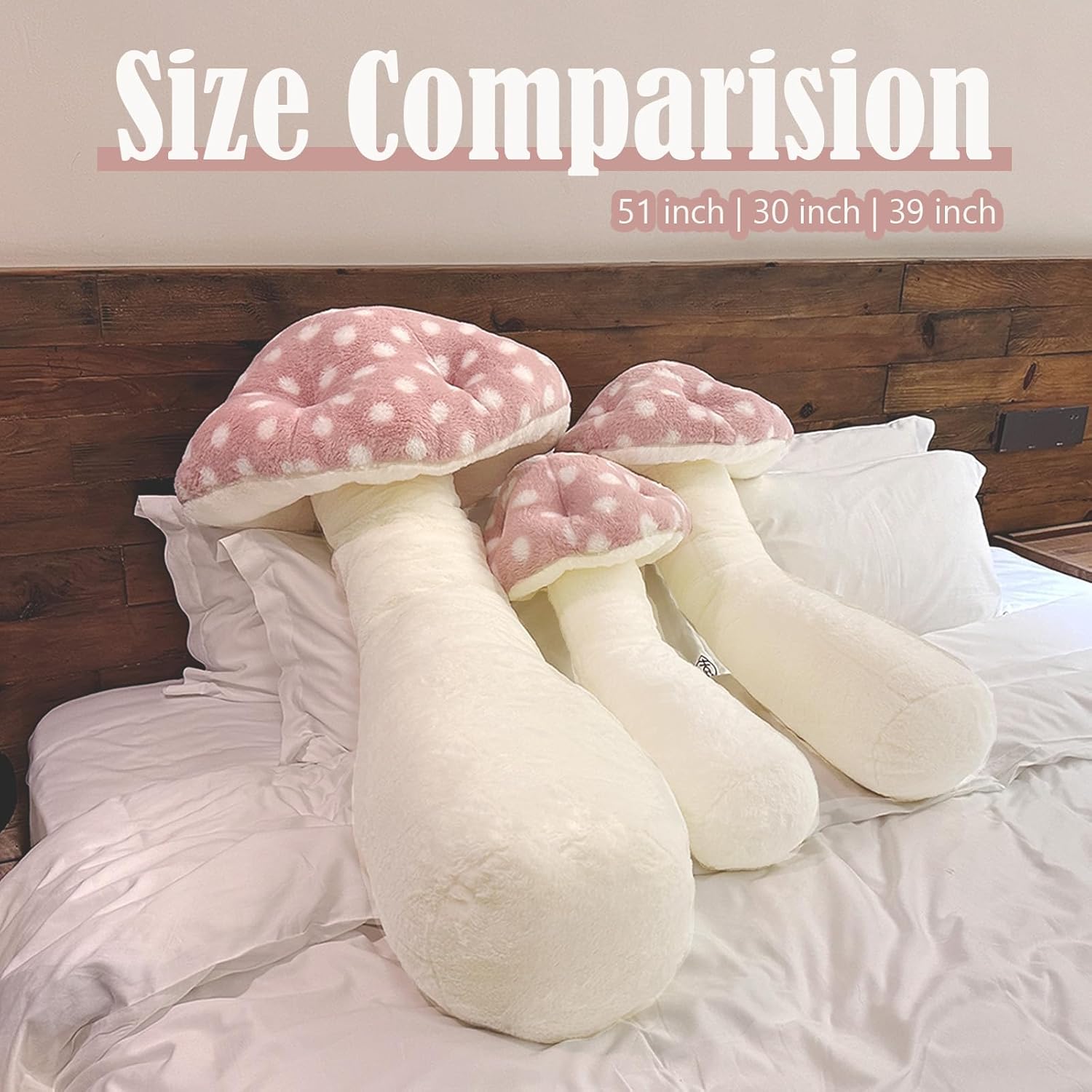 Hofun4U Mushroom Plush Pillow - 39 Inch Pink Stuffed Decorative Pillow