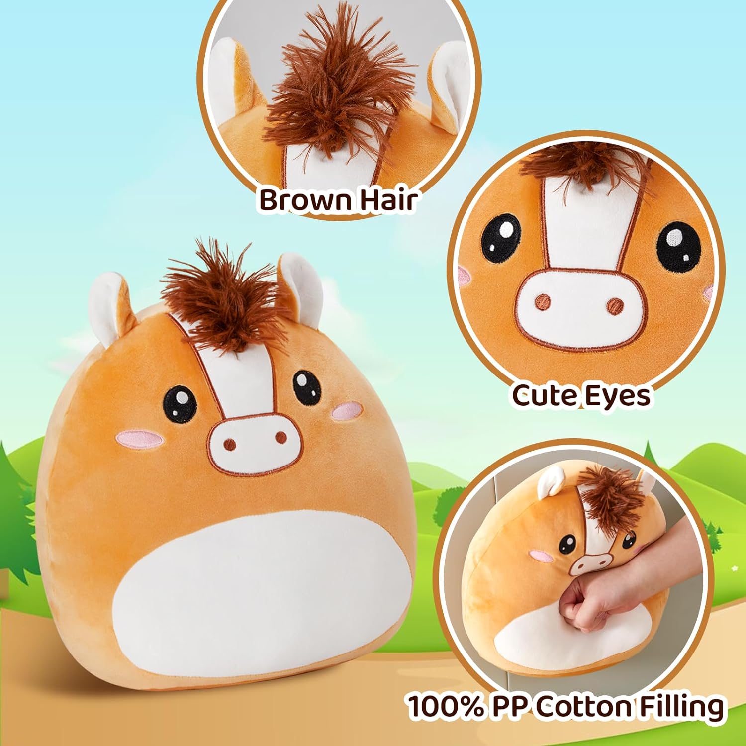 Athionsu 12-Inch Plush Horse Pillow Cuddly Toy