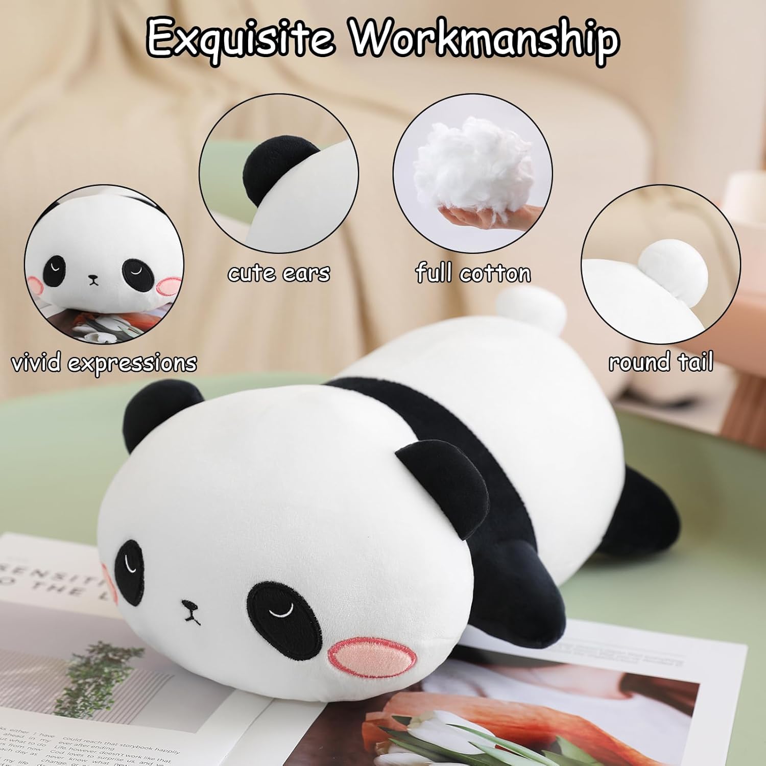 SQEQE Weighted Panda Plush 98 Inch 08 Lbs Comfortable Pillow Toy