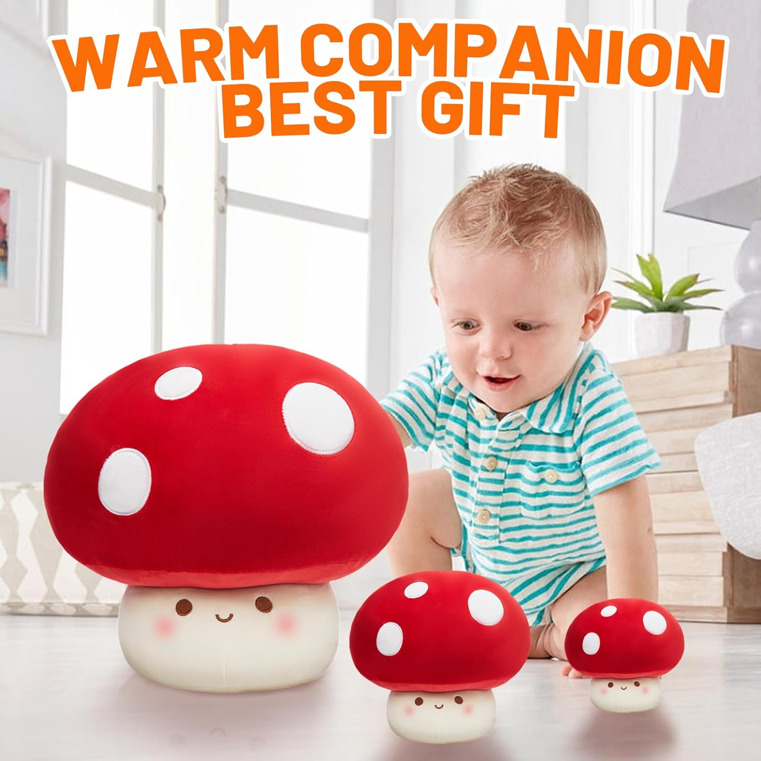 Yulefly 9-Inch Mushroom Pillow Plush - Cute Stuffed Animal Decor
