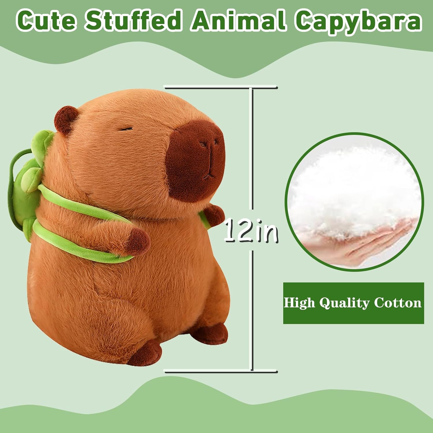 Capybara Plush Toy with Turtle Backpack 12 Inch 1