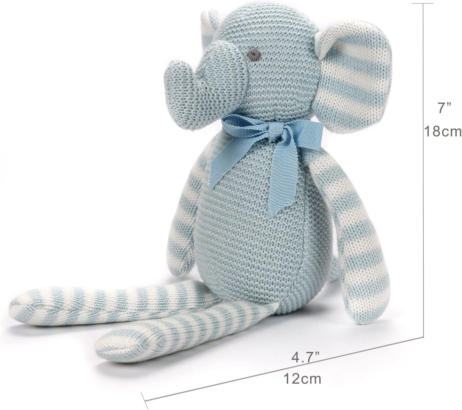 FLUFFYFUN Organic Baby Toys Blue Elephant 71 Inch