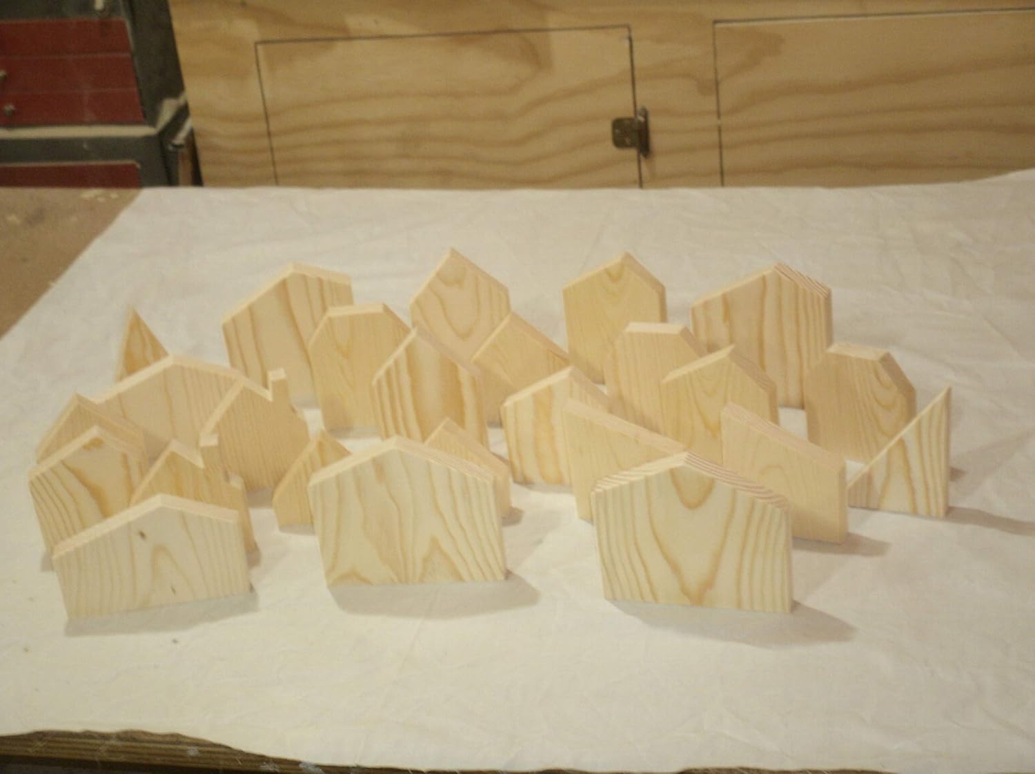 25 Handmade Unfinished Wooden House Shapes Set