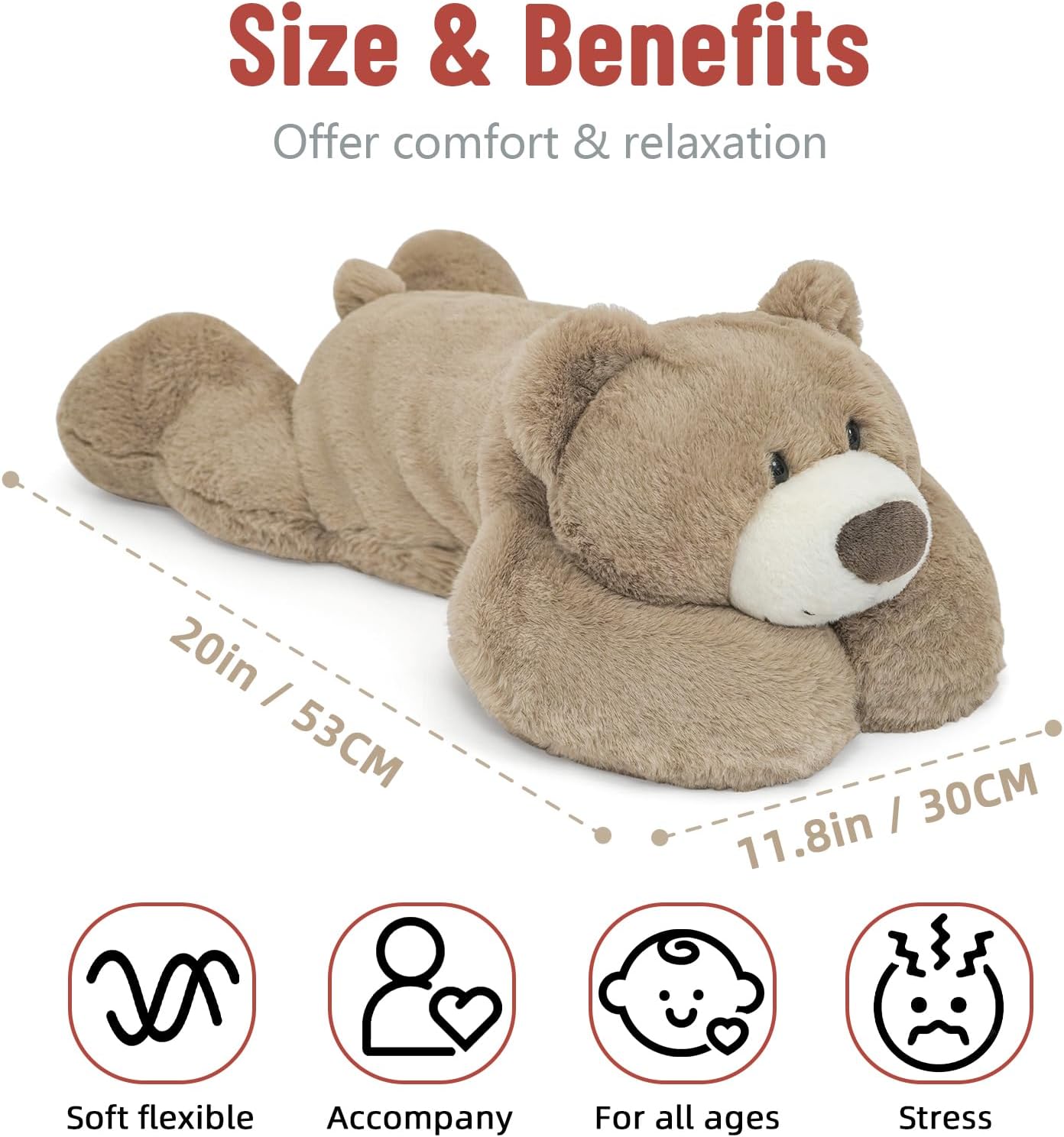 Niuniu Daddy 20 Inch Weighted Bear Plush for Adults Kids