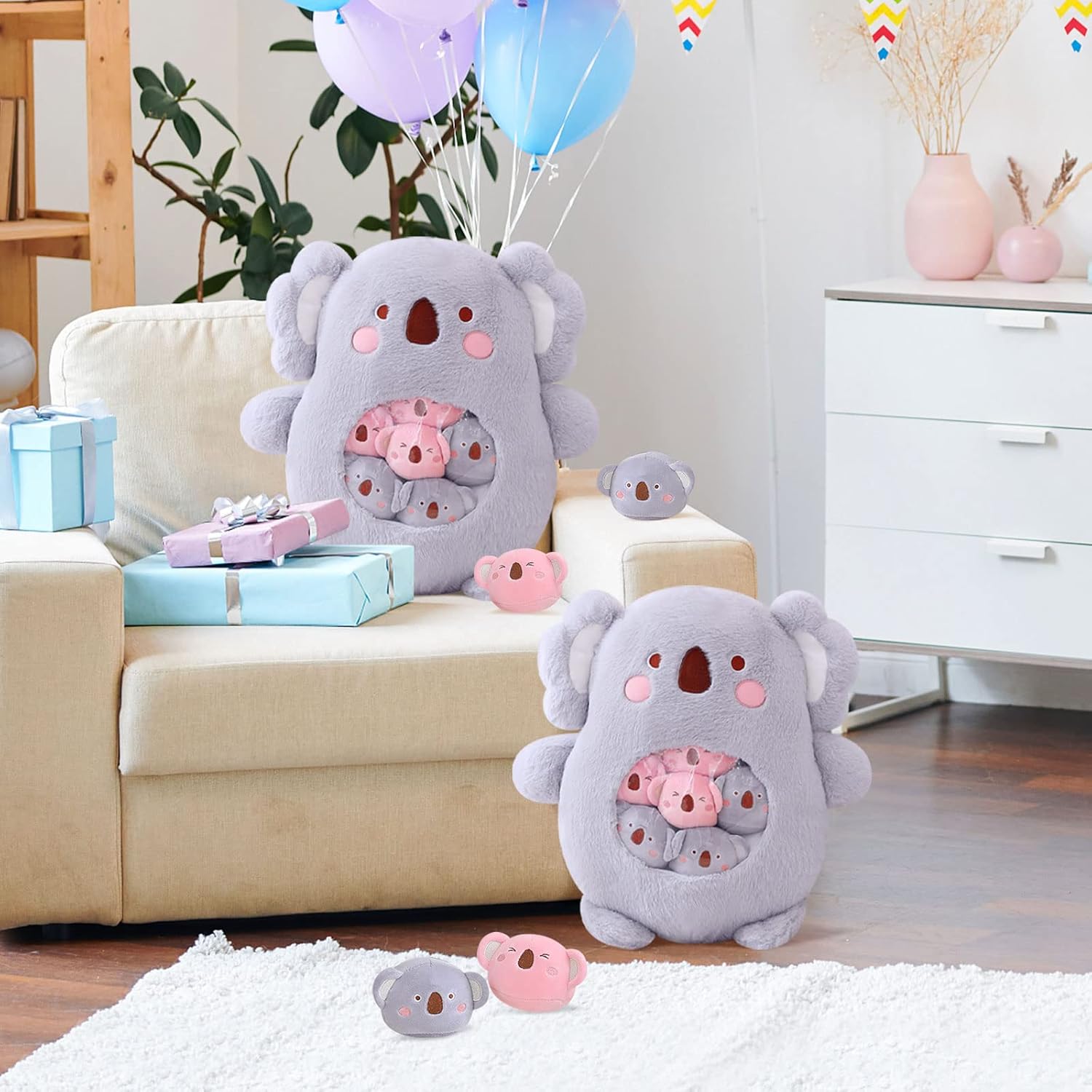 Kawaii Koala Plush Pillow Toy Set - 6 Fluffy Koala Stuffed Animals