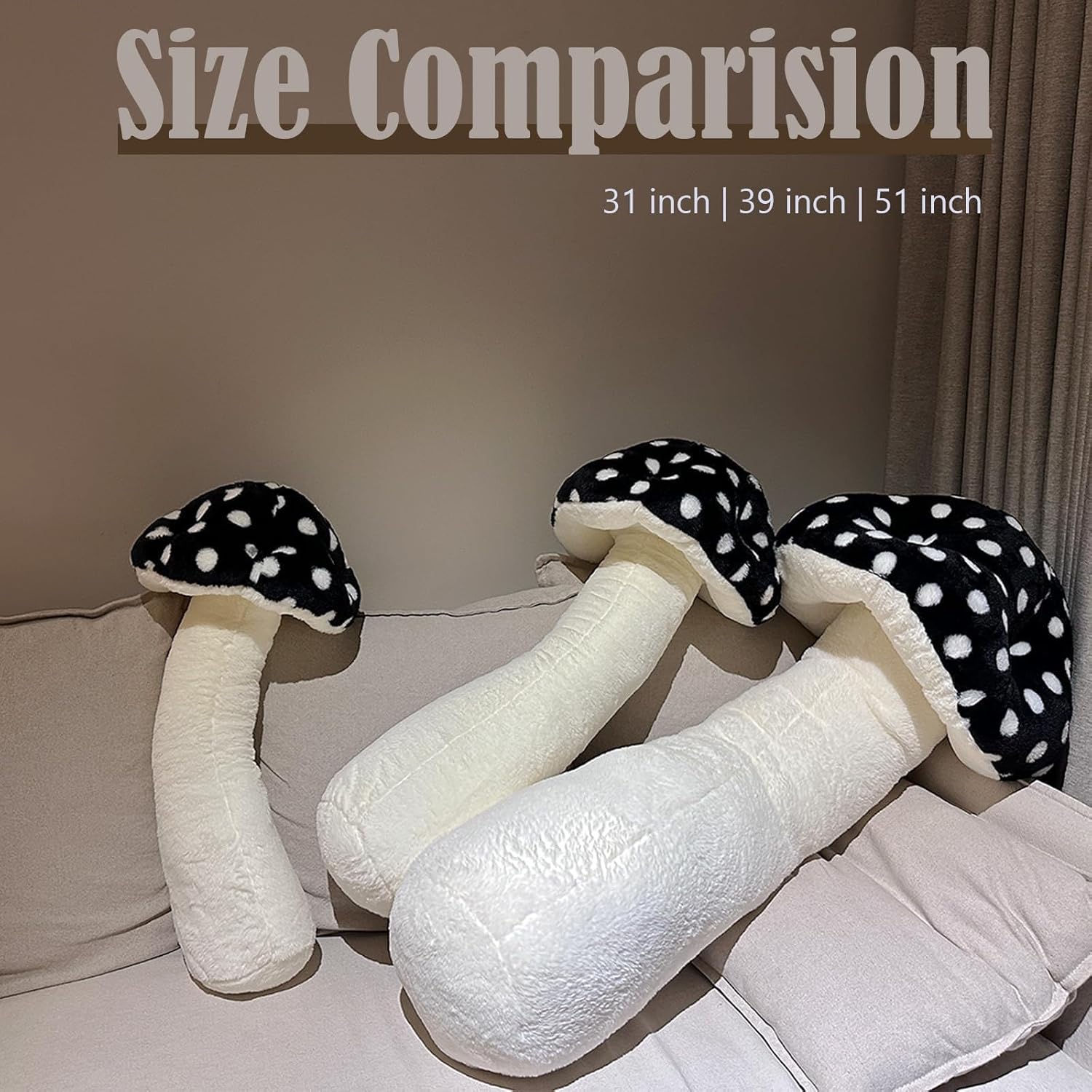 Hofun4U Mushroom Plush Pillow - 30 Inch Black