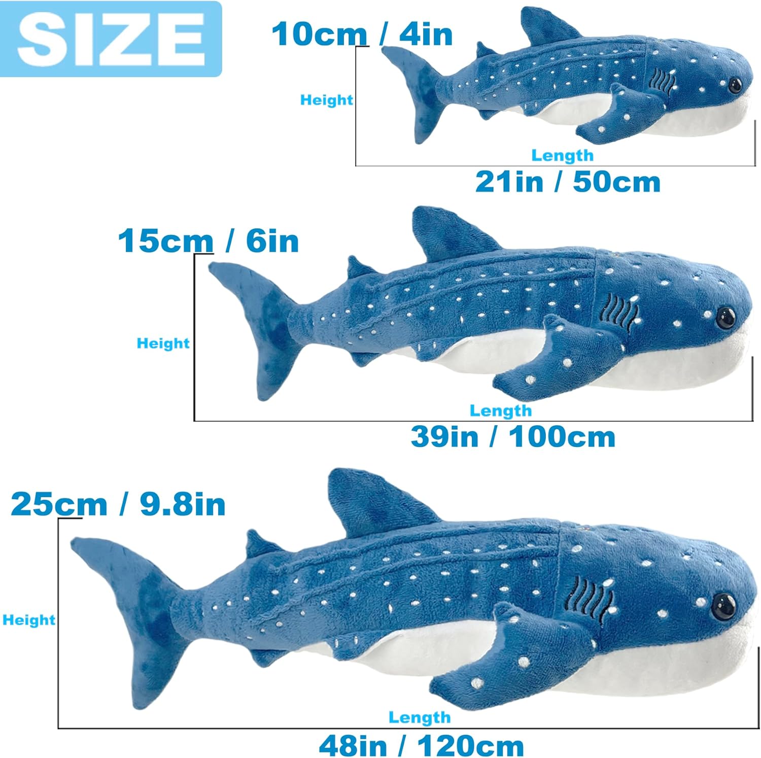 39-Inch Whale Shark Plush Pillow Toy